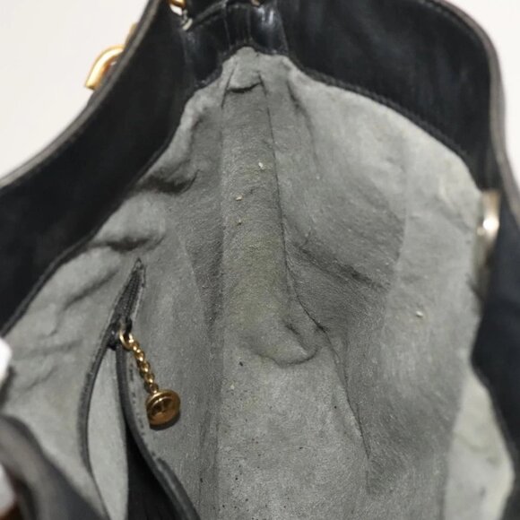 GUCCI Bamboo Shoulder Bag Leather 2way Black Gold - Picture 13 of 16